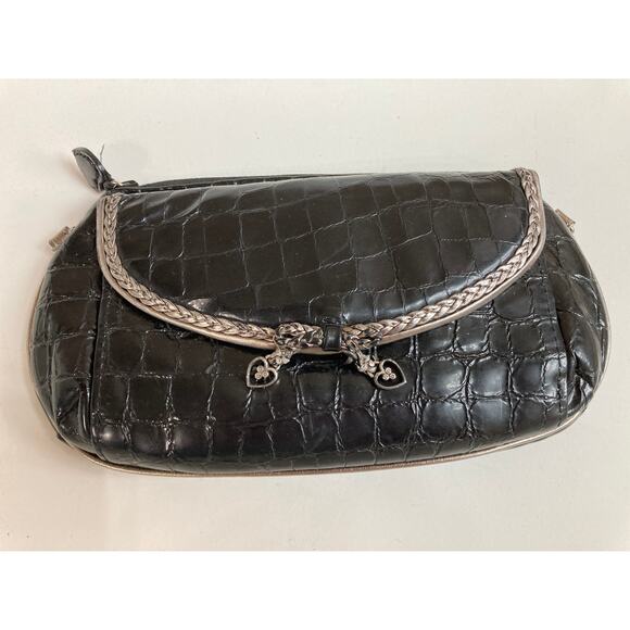 BRIGHTON MINI LEATHER ANIMAL PRINT CROSSBODY METALIC BOW - Picture 2 of 12